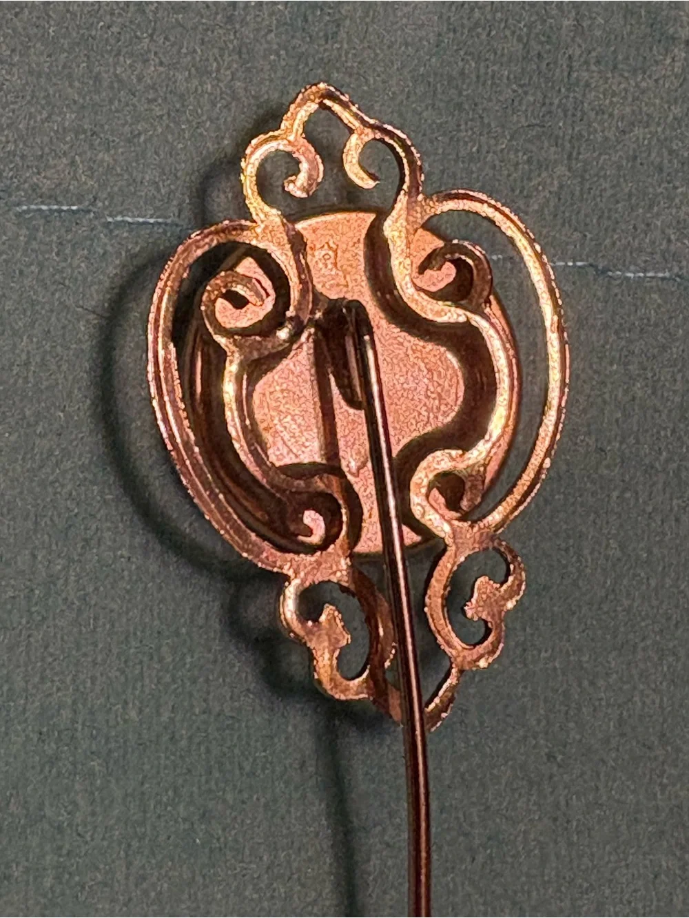 Dainty Vintage Gold-Tone Stick Pin with Iridescent Opal Cabochon